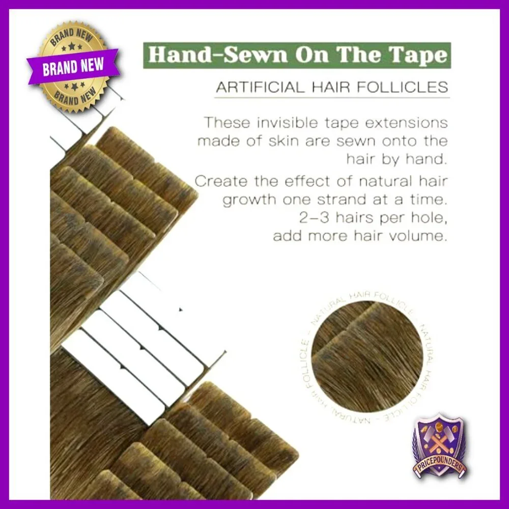 14 Inch Human Hair Tape In Extensions 20 Pieces Invisible Tape